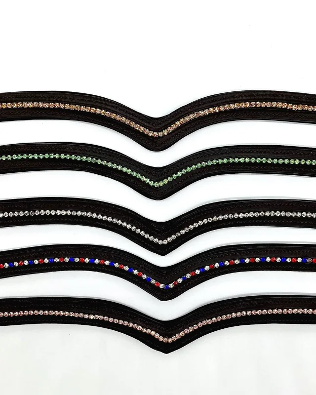 V-Shaped Crystal Browband - Brown