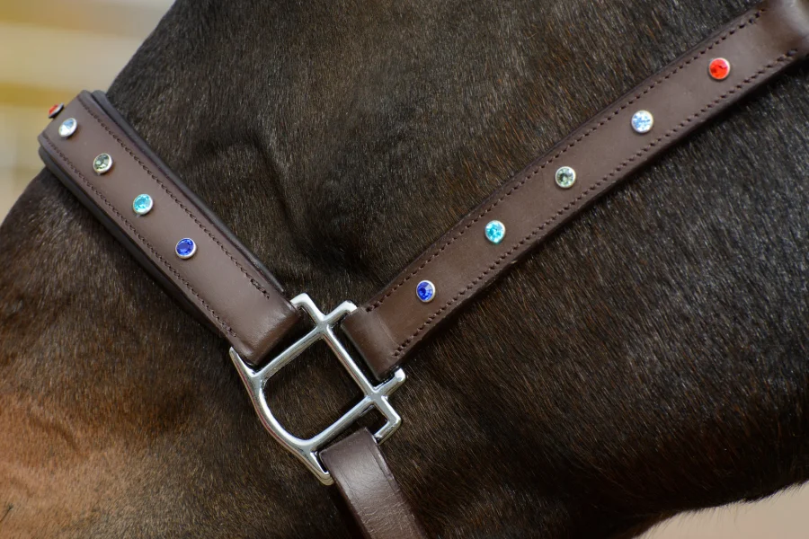 Saga Leather Halter with Dazzling Rhinestones
